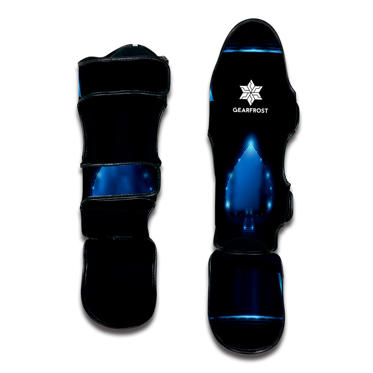 Blue Ace Card Print Muay Thai Shin Guard