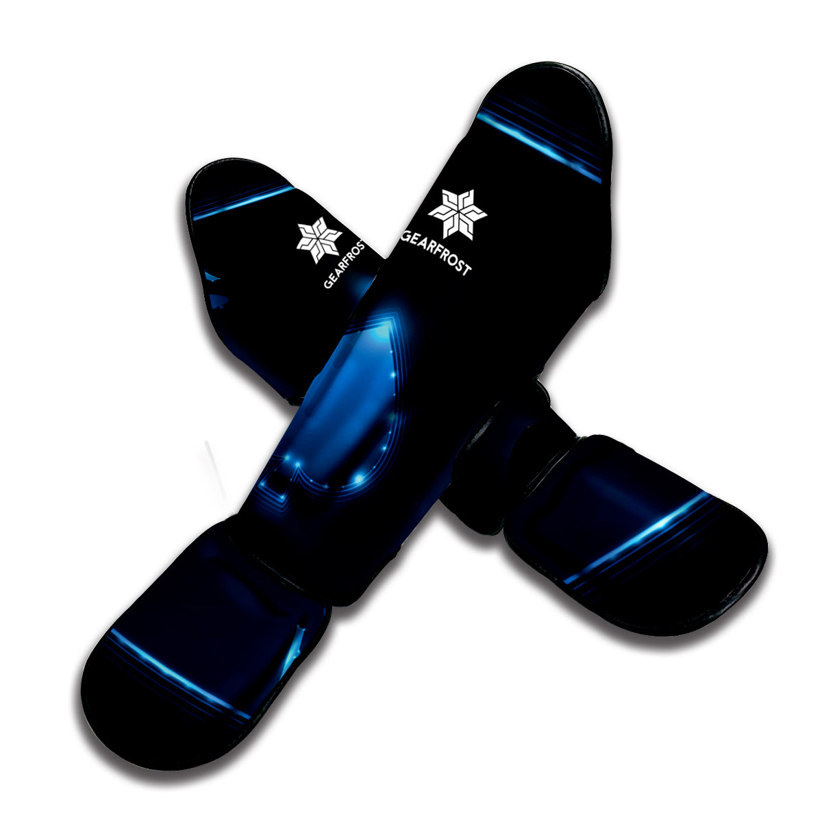 Blue Ace Card Print Muay Thai Shin Guard