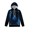 Blue Ace Card Print Pullover Hoodie