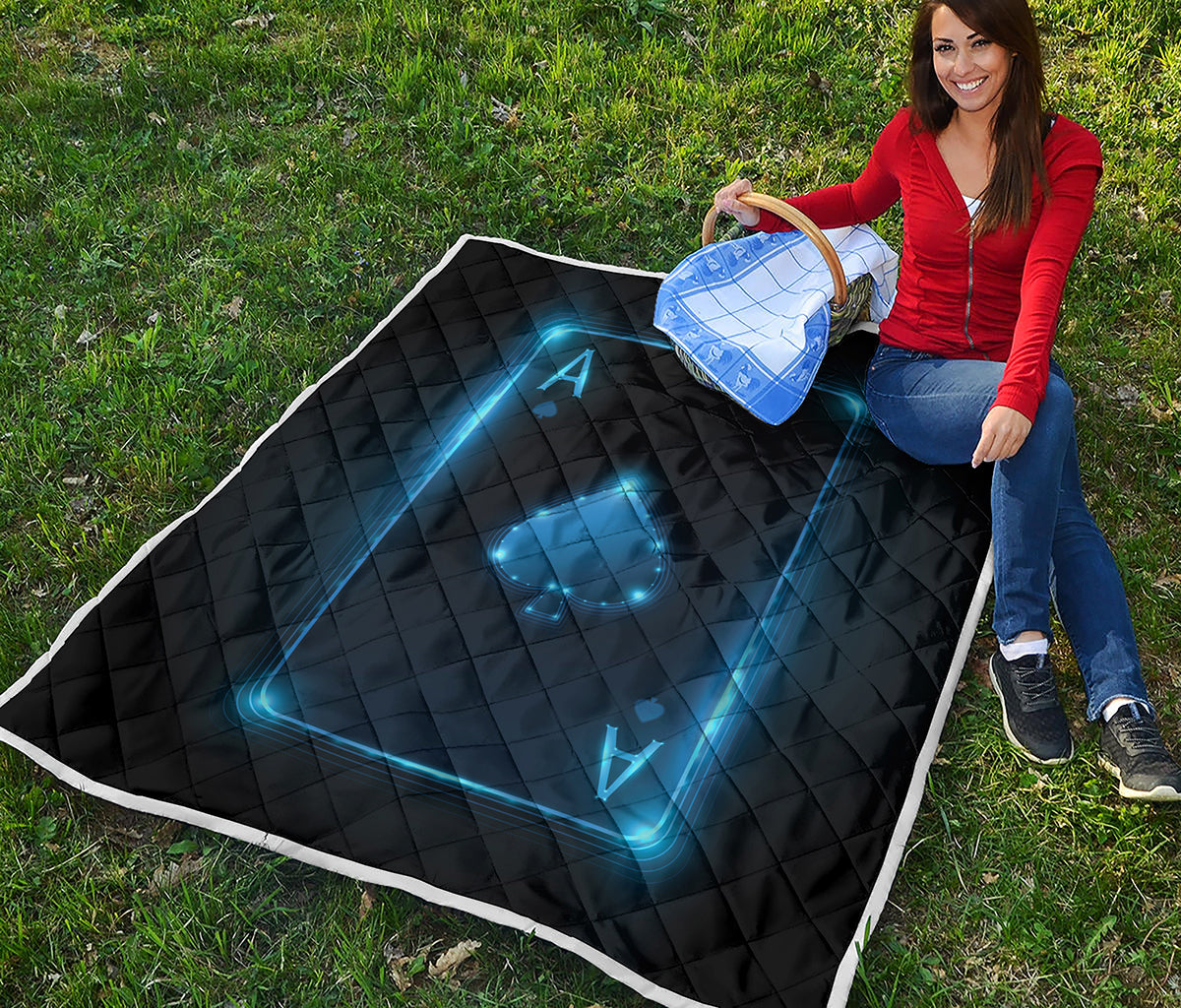Blue Ace Card Print Quilt