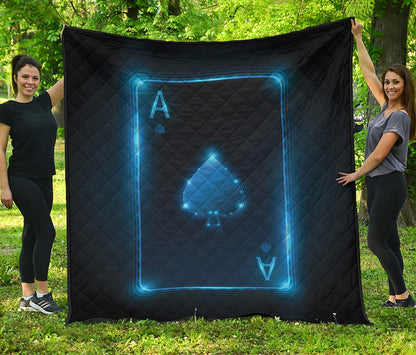 Blue Ace Card Print Quilt