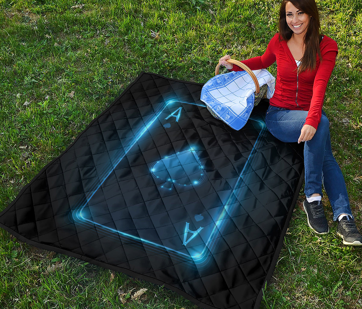 Blue Ace Card Print Quilt