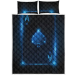 Blue Ace Card Print Quilt Bed Set