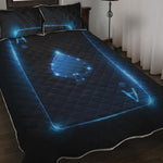 Blue Ace Card Print Quilt Bed Set
