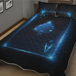 Blue Ace Card Print Quilt Bed Set