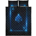 Blue Ace Card Print Quilt Bed Set