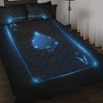 Blue Ace Card Print Quilt Bed Set