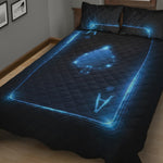 Blue Ace Card Print Quilt Bed Set
