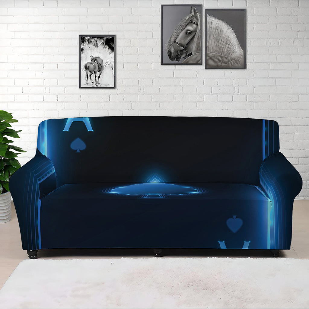 Blue Ace Card Print Sofa Cover