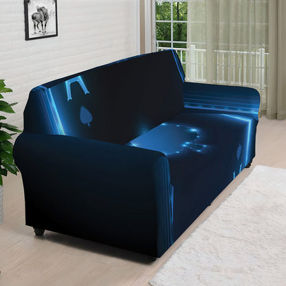 Blue Ace Card Print Sofa Cover