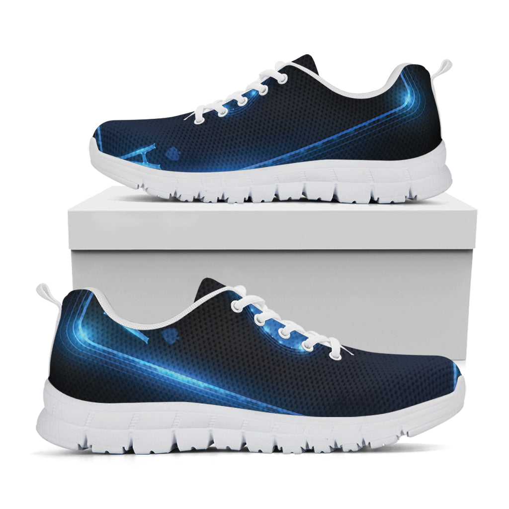 Blue Ace Card Print White Sneakers