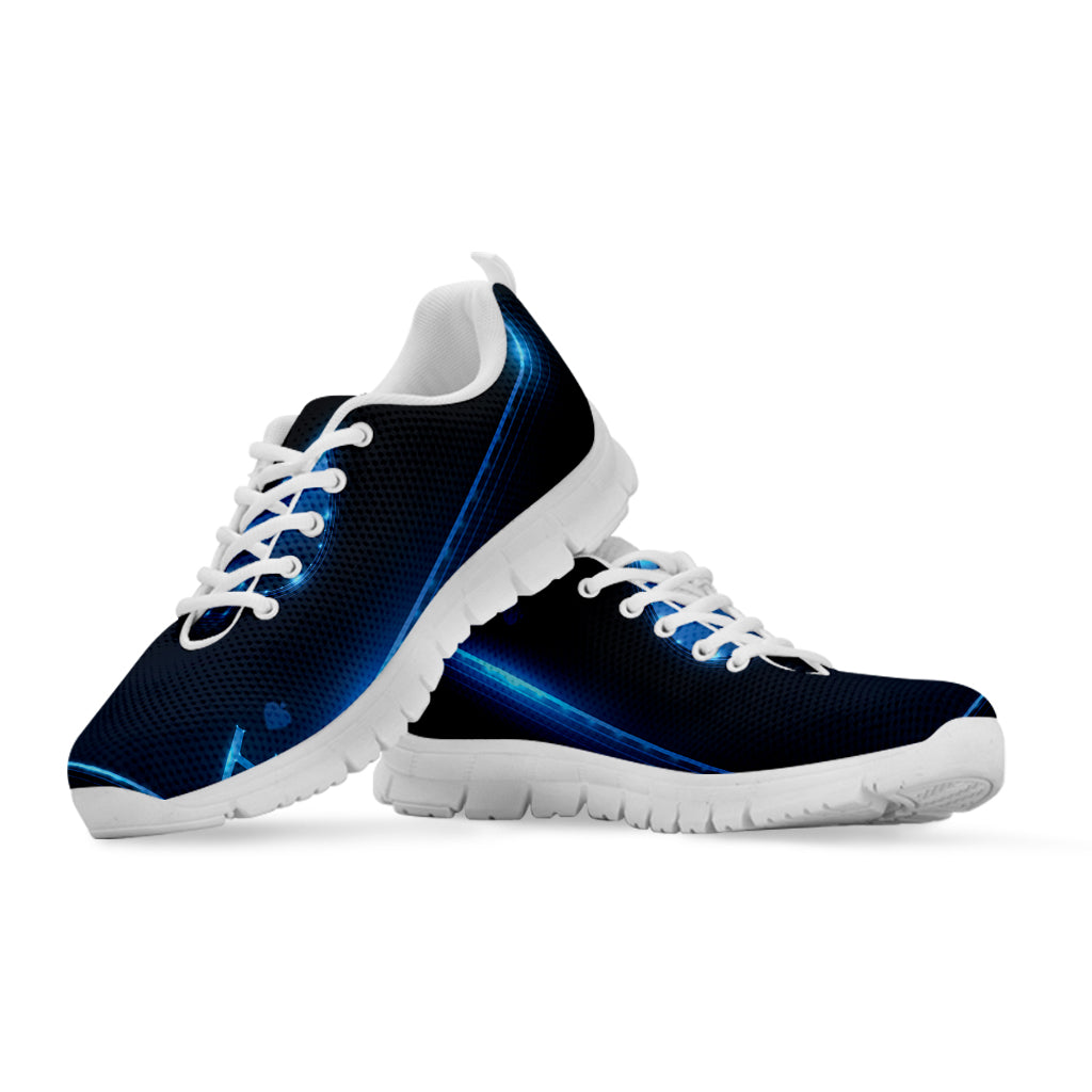 Blue Ace Card Print White Sneakers
