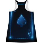 Blue Ace Card Print Women's Racerback Tank Top
