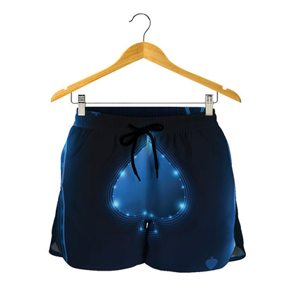 Blue Ace Card Print Women's Shorts