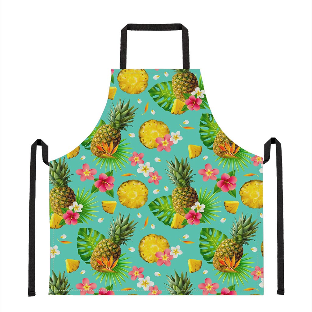Blue Aloha Pineapple Pattern Print Apron