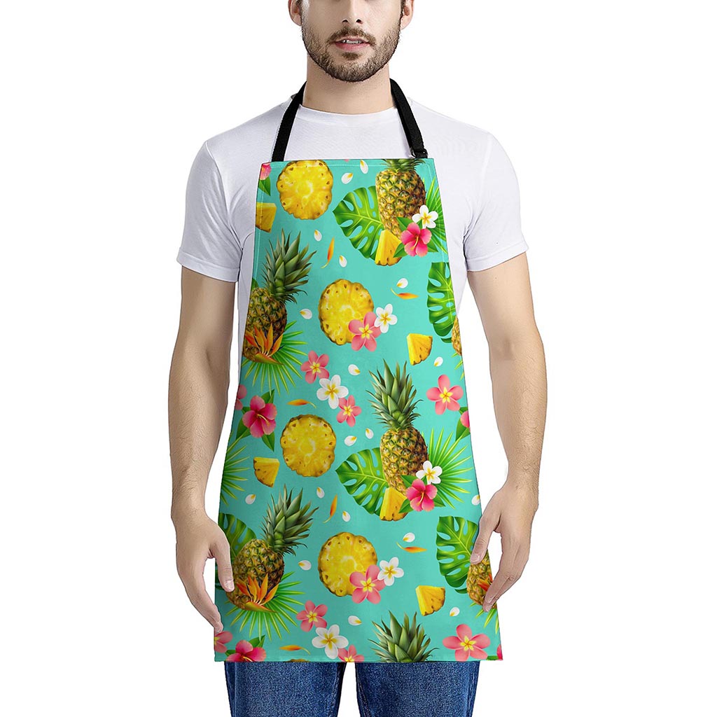 Blue Aloha Pineapple Pattern Print Apron
