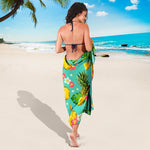 Blue Aloha Pineapple Pattern Print Beach Sarong Wrap