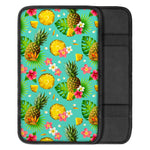 Blue Aloha Pineapple Pattern Print Car Center Console Cover
