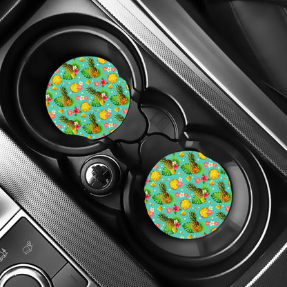 Blue Aloha Pineapple Pattern Print Car Coasters