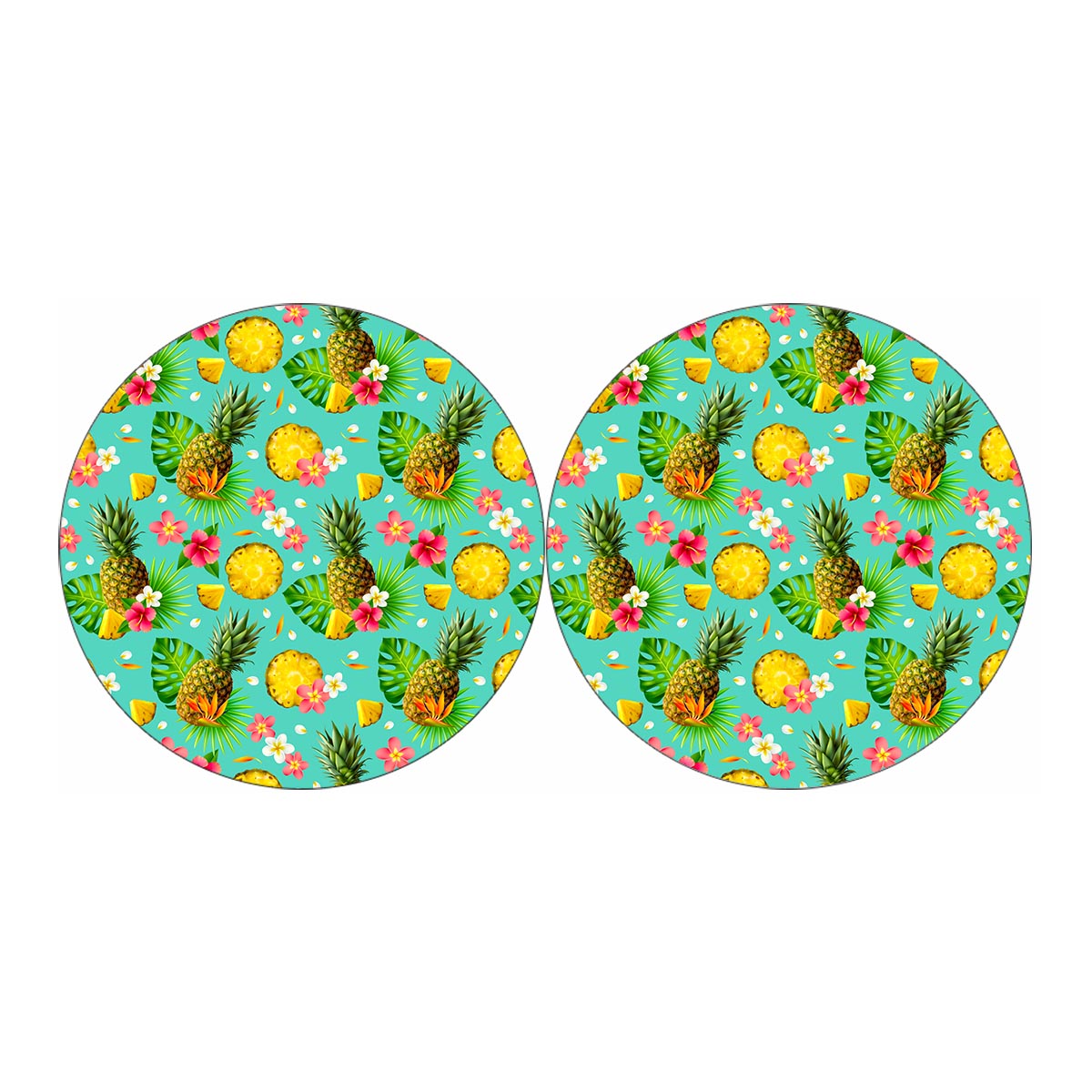 Blue Aloha Pineapple Pattern Print Car Coasters