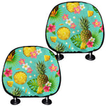 Blue Aloha Pineapple Pattern Print Car Headrest Covers