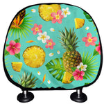 Blue Aloha Pineapple Pattern Print Car Headrest Covers
