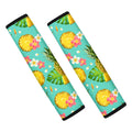 Blue Aloha Pineapple Pattern Print Car Seat Belt Covers