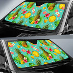 Blue Aloha Pineapple Pattern Print Car Sun Shade GearFrost
