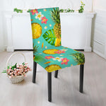 Blue Aloha Pineapple Pattern Print Dining Chair Slipcover