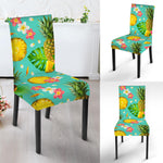 Blue Aloha Pineapple Pattern Print Dining Chair Slipcover