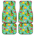 Blue Aloha Pineapple Pattern Print Front and Back Car Floor Mats