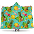 Blue Aloha Pineapple Pattern Print Hooded Blanket