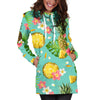 Blue Aloha Pineapple Pattern Print Hoodie Dress GearFrost