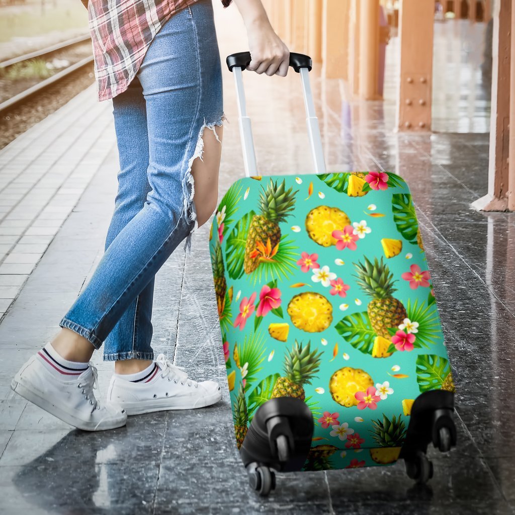 Blue Aloha Pineapple Pattern Print Luggage Cover GearFrost