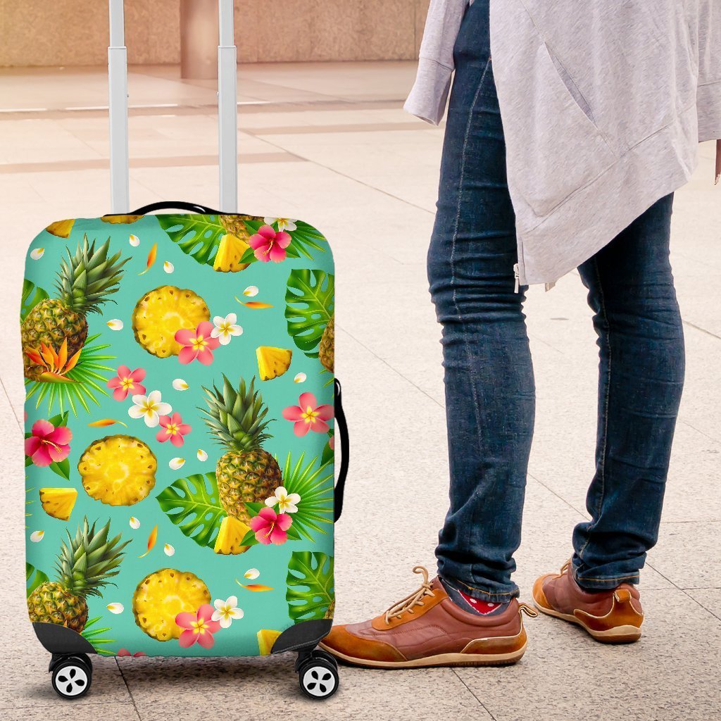 Blue Aloha Pineapple Pattern Print Luggage Cover GearFrost