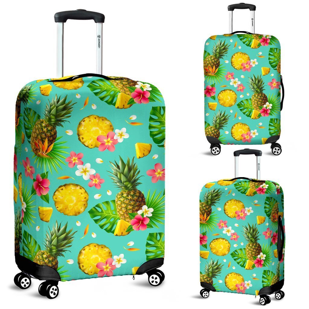 Blue Aloha Pineapple Pattern Print Luggage Cover GearFrost