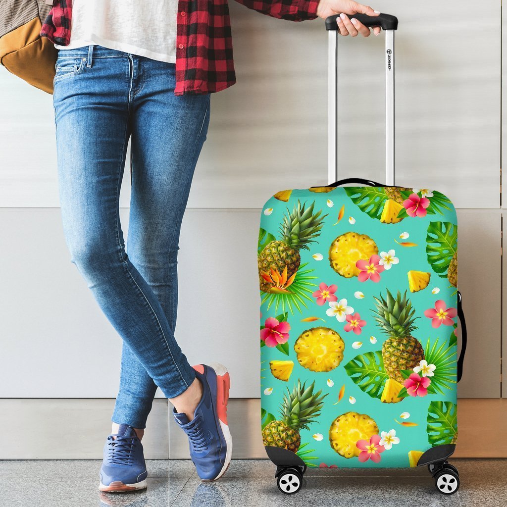 Blue Aloha Pineapple Pattern Print Luggage Cover GearFrost