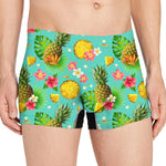 Blue Aloha Pineapple Pattern Print Men's Boxer Briefs