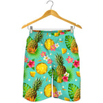 Blue Aloha Pineapple Pattern Print Men's Shorts