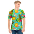Blue Aloha Pineapple Pattern Print Men's T-Shirt