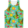 Blue Aloha Pineapple Pattern Print Men's Tank Top