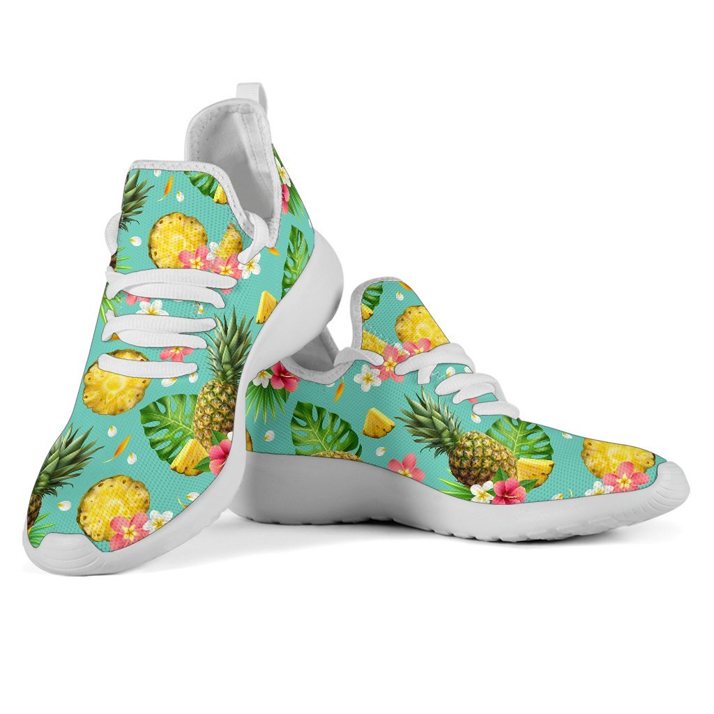 Blue Aloha Pineapple Pattern Print Mesh Knit Shoes GearFrost