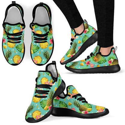 Blue Aloha Pineapple Pattern Print Mesh Knit Shoes GearFrost