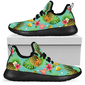 Blue Aloha Pineapple Pattern Print Mesh Knit Shoes GearFrost