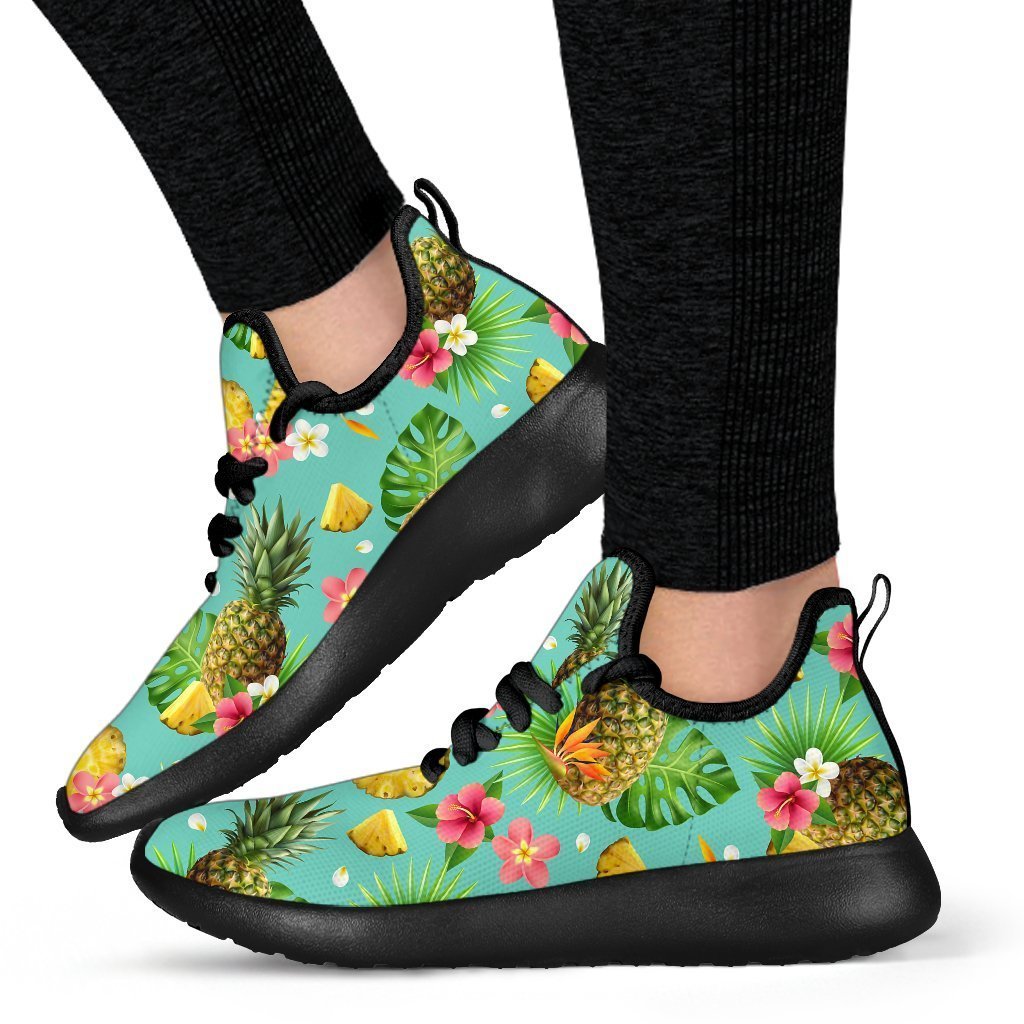 Blue Aloha Pineapple Pattern Print Mesh Knit Shoes GearFrost