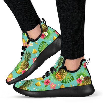 Blue Aloha Pineapple Pattern Print Mesh Knit Shoes GearFrost