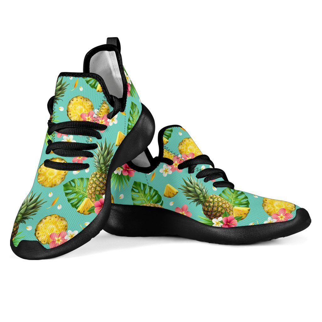 Blue Aloha Pineapple Pattern Print Mesh Knit Shoes GearFrost