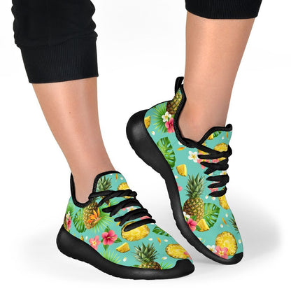 Blue Aloha Pineapple Pattern Print Mesh Knit Shoes GearFrost