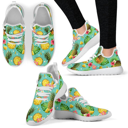 Blue Aloha Pineapple Pattern Print Mesh Knit Shoes GearFrost