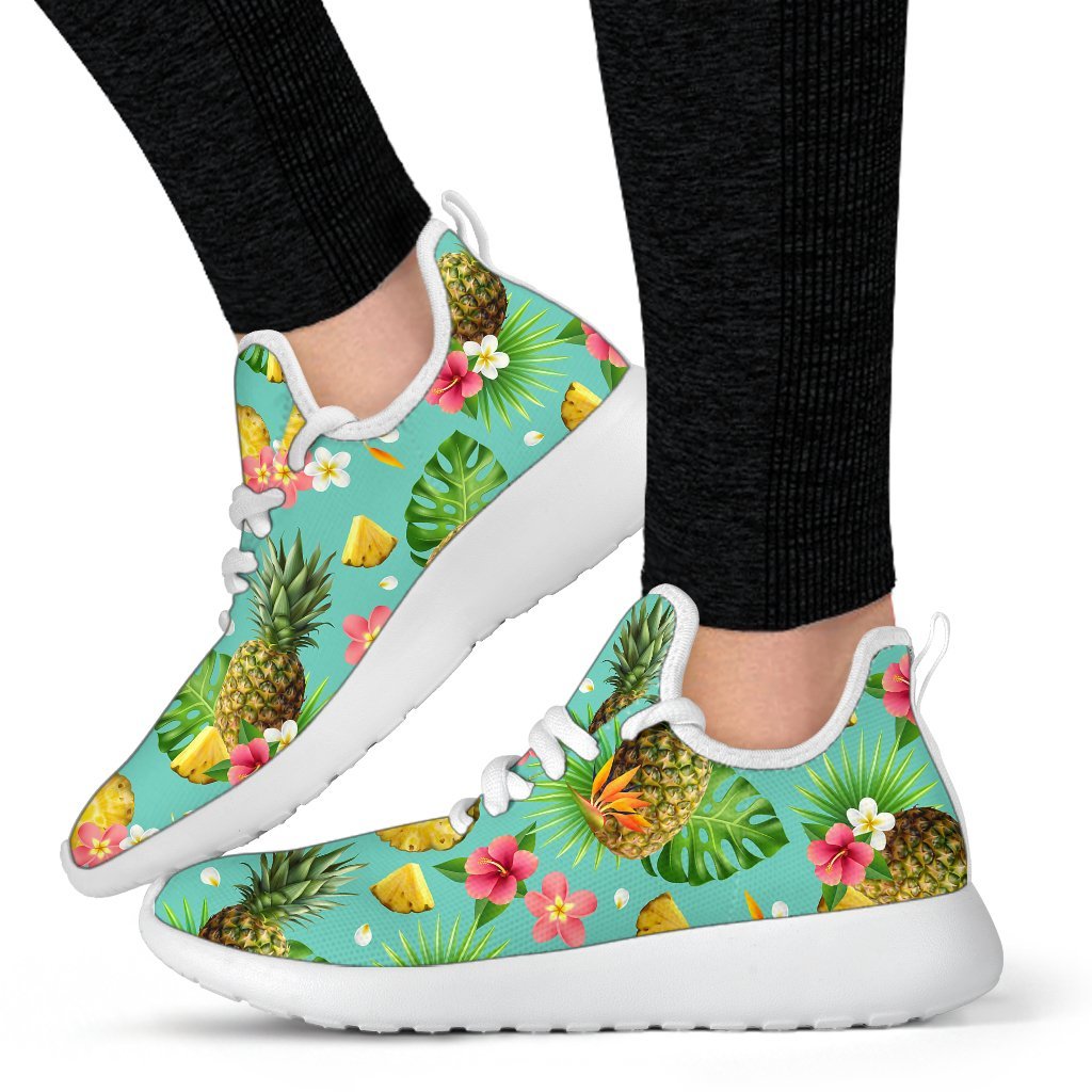 Blue Aloha Pineapple Pattern Print Mesh Knit Shoes GearFrost